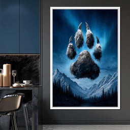 Celestial Wolf Paw Over Peaks - NicheCanvas