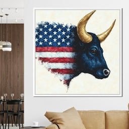 Patriotic Majestic Bull Symbol - NicheCanvas