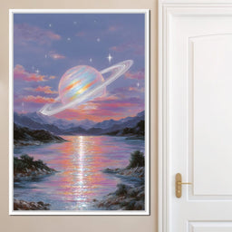 Celestial Saturn Over Waters - NicheCanvas