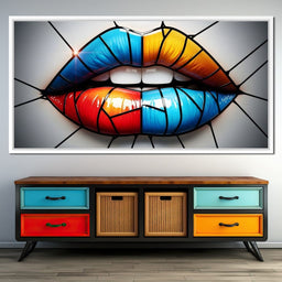 Chromatic Mosaic Lips Fantasy - NicheCanvas