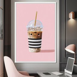 Happy Iced Latte Pop Minimalism - NicheCanvas