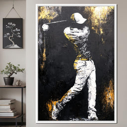 Golf Profile in Black - NicheCanvas