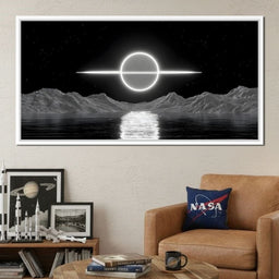 Celestial Orbit Over Silver Sea - NicheCanvas