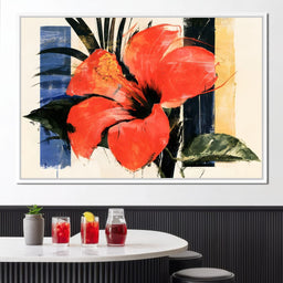 Bold Petals Against Abstract Structures - NicheCanvas