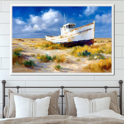 Weathered Coastal Boat Reverie - NicheCanvas