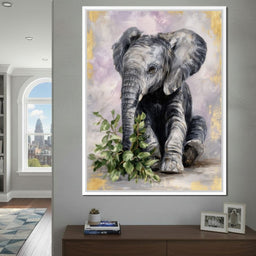 Gentle Elephant Calf Portrait - NicheCanvas