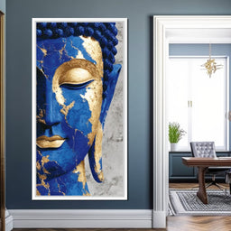 Cobalt Gold Buddha Portrait - NicheCanvas