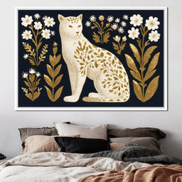 Golden Botanical Leopard Cat - NicheCanvas