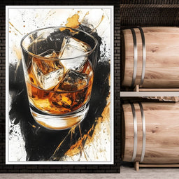 Whiskey Reflections on Ice - NicheCanvas