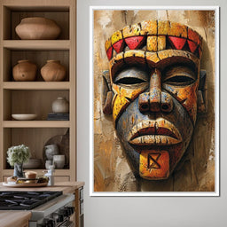 Ancient Tribal Mask Vibrance 40x60 - NicheCanvas