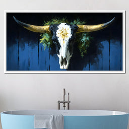 Golden Longhorn Skull Rustic - NicheCanvas