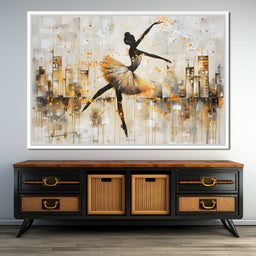 Dancer's Leap Through Gold - NicheCanvas
