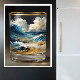 Ocean Storm Tumbler Gold Rim - NicheCanvas