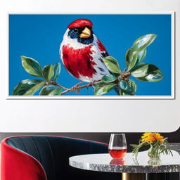 Radiant Plumage on Sky Branch - NicheCanvas