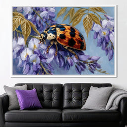 Ladybug On Wisteria Bloom - NicheCanvas