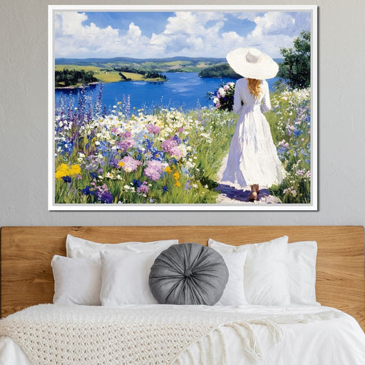 Summer Stroll by the Lake Canvas Print