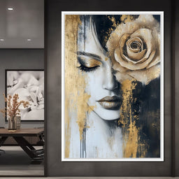 Golden Rose Reverie Portrait - NicheCanvas