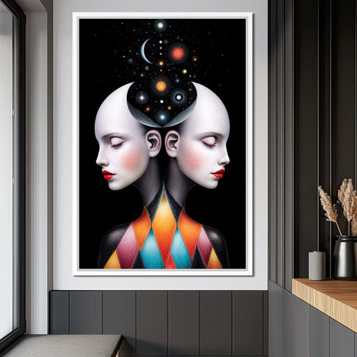 Twins of the Celestial Mind - TooplesArt Canvas Print