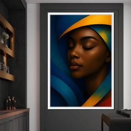 Radiant Silence Blue Gold Muse - NicheCanvas