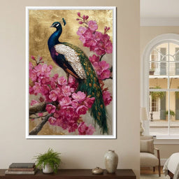 Golden Peacock Cherry Blossom - NicheCanvas