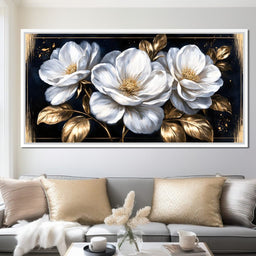 Gilded Petals On A Midnight Stage - NicheCanvas
