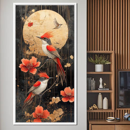 Golden Birds and Blossoms Fantasy - NicheCanvas