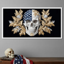 American Flag Skull Baroque Gold - NicheCanvas