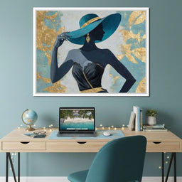 Golden Teal Elegance Lady - NicheCanvas