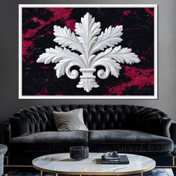 White Fleur De Lis Red Stone - NicheCanvas
