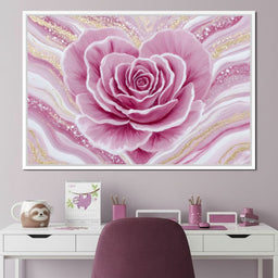 Rose Petal Heart Glow Gold - NicheCanvas