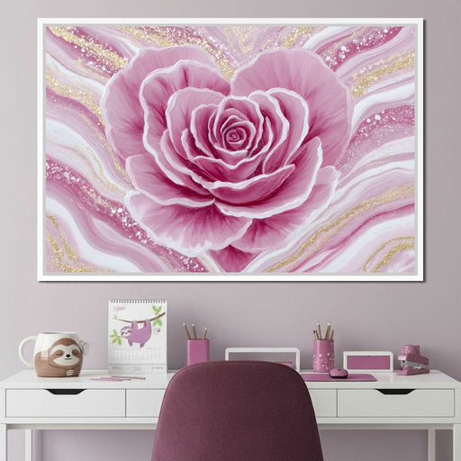 Rose Petal Heart Glow Gold Canvas Print