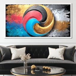 Golden Tricolor Swirl Energy Burst - NicheCanvas