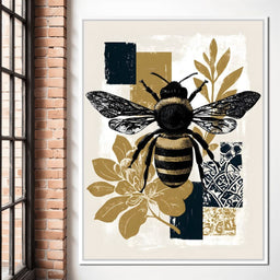 Botanical Bumblebee Collage - NicheCanvas