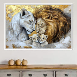 Lion Family Embrace - NicheCanvas