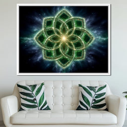 Celestial Green Knot Mandala - NicheCanvas
