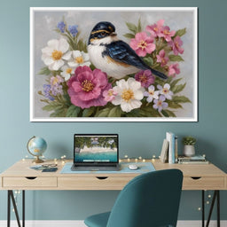 Songbird Garden Bouquet Oil Style - NicheCanvas