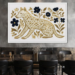 Golden Fox Botanical Night - NicheCanvas