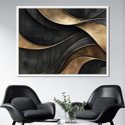 Grey and Gold Wooden Waves 002 - Johanjjf - NicheCanvas