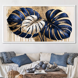 Gilded Monstera Leaves Dancing With Light - NicheCanvas
