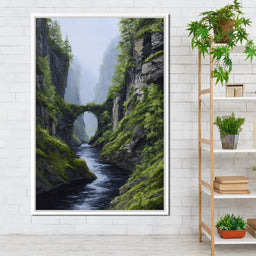 Emerald Gorge Stone Bridge River - NicheCanvas