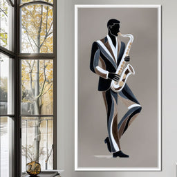 Midnight Jazz Sax Player Elegance - NicheCanvas