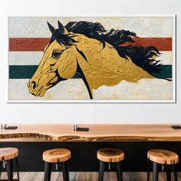 Golden Stallion Portrait - NicheCanvas