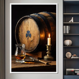 Candlelit Irish Whiskey Barrel - NicheCanvas