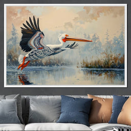 Ethereal Pelican's Graceful Glide - NicheCanvas