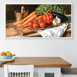 Rustic Kitchen Produce Preparation - NicheCanvas
