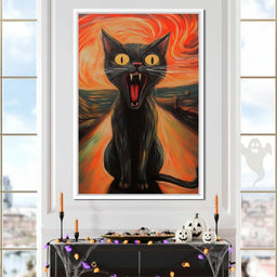 Terrified Black Cat Sunset Swirl - NicheCanvas
