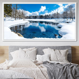 Crystal Winter Lake Reflections - NicheCanvas