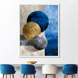 Modern Geometric Blue Gold Orbit - NicheCanvas