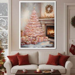 Pastel Yuletide Fireplace Glow - NicheCanvas