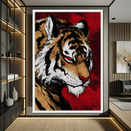 Fierce Tiger Blood Moon Roar - NicheCanvas
